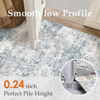 Blue 2x3 Area Rug Washable Abstract Entryway Carpet Modern Neutral Non Slip - Image 3