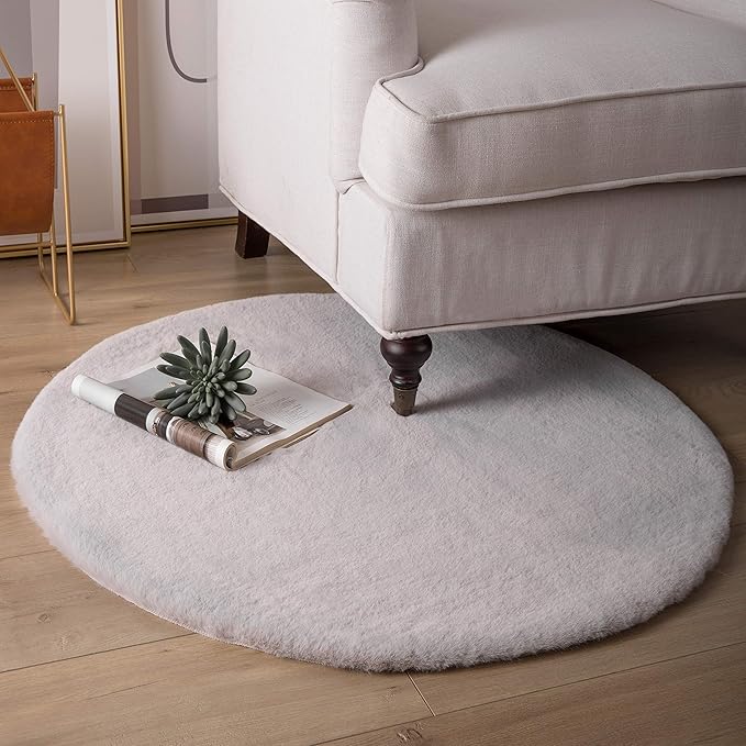 Ashler HOME DECO Ultra Soft Faux Rabbit Fur Chair Couch Cover Area Rug by AshlerHomeDeco