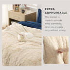 Bedsure GentleSoft Fluffy Beige Blankets Queen Size - Image 3
