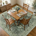 RELEANY Area Rugs Square 7ft Washable Non-Slip, Floral Vintage Distress Print by RELEANY