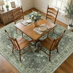 RELEANY Area Rugs Square 7ft Washable Non-Slip, Floral Vintage Distress Print by RELEANY
