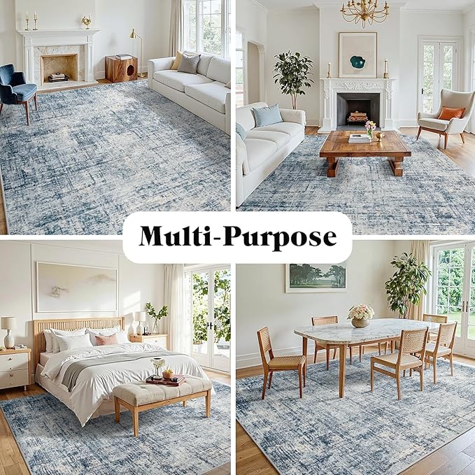 6x9 Area Rugs for Living Room Washable Rug: Anti-Skid Abstract Modern Living - Image 3