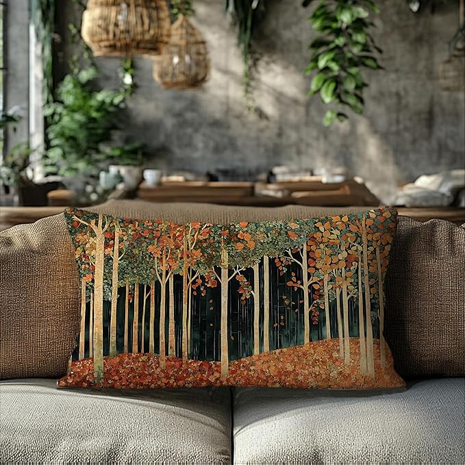 Rustic William Morris Inspired Autumn Forest Decor Pillow Covers 18x18 - Image 6