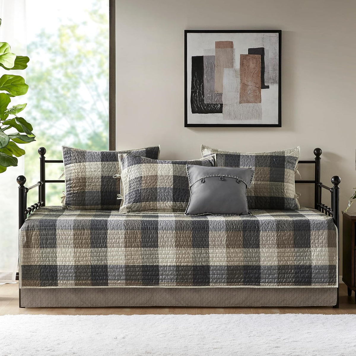 Madison Park Cabin Lodge Plaid Herringbone Daybed Cover Set, 6PC, 39"x75"