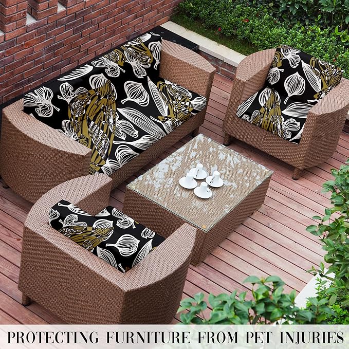8Pcs Outdoor Cushion Covers, Patio Cushion Covers, Stretch Elastic Slipcovers - Image 6