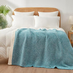 Snuggle Sac Super Soft & Reversible Heather Teal Blue Throw - Image 7