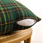 AQOTHES Christmas Plaid Decorative Throw Pillow Covers Green 18x18 Inches