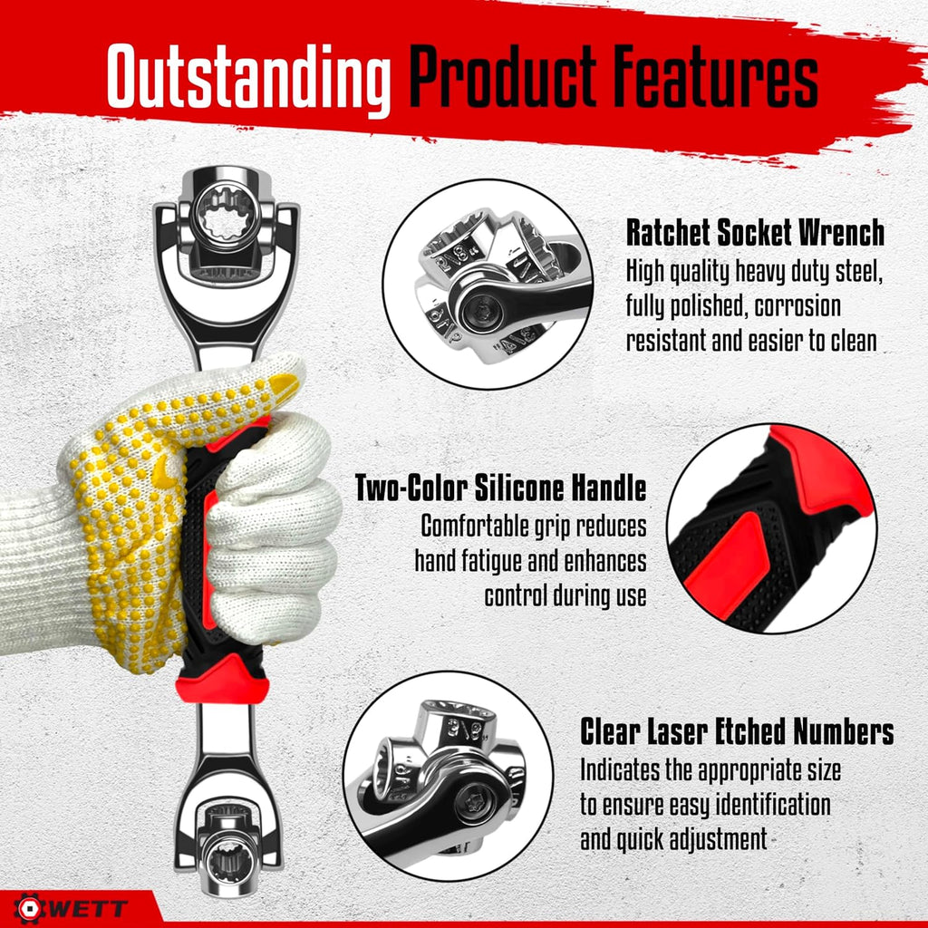 2‑Piece Universal Socket Wrench Set, Multi‑Function Hand Tool