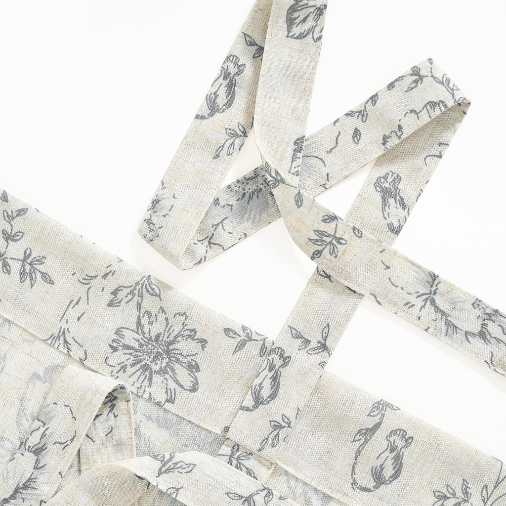 JINCHAN Tie Up Valance Curtain Floral for Windows 45 Inch 1 Panel Grey