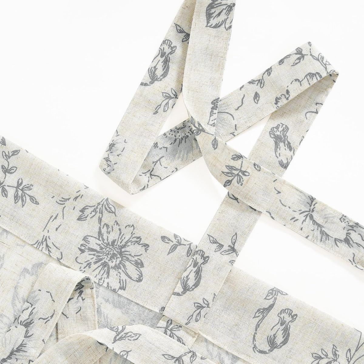 JINCHAN Tie Up Valance Curtain Floral for Windows 45 Inch 1 Panel Grey