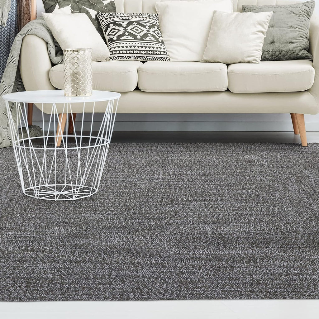 Superior Large Indoor/Outdoor Area Rug, Multi-Tone Reversible Braided Floor Decor for Patio, Front Porch, Entryway, Living Room, Office, Nursery, Artistic Home, 3' x 5', Canvas-White