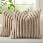 decorUhome Cozy Faux Fur Throw Pillow Covers 22x22 Set of 2 Decorative Soft by decorUhome