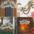 26 inch Christmas Decorative Swag Artificial Christmas Mailbox Swag Pine Branch Red Berry Front Door Winter Decor for Xmas Holiday Outdoor Porch Door Patio Decor