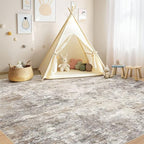 UERMEI Square Area Rugs : Washable 8x8 Neutral Modern Abstract Carpet - Image 4