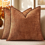 decorUhome Chenille Decorative Throw Pillow Covers 20x20 Set of 2, Rust