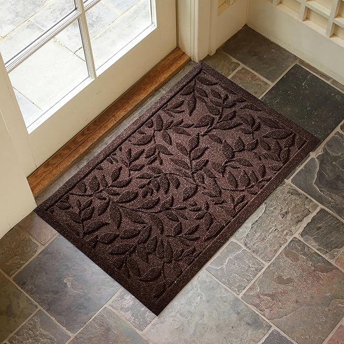Coffee Brown Leaves Fall Outdoor Indoor Entrance Doormats, Absorbent Durable - Image 3