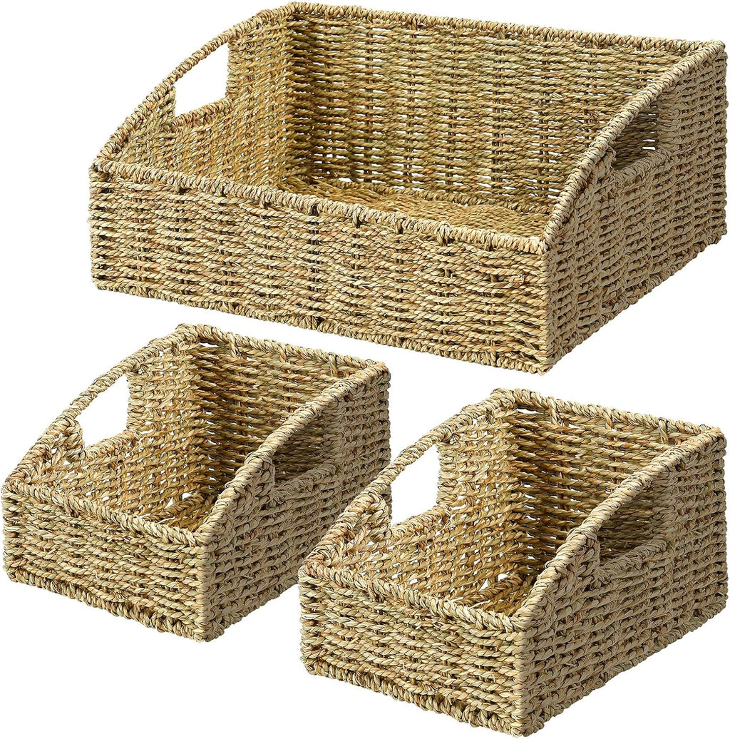 Pantry Baskets Organization, Wicker Storage Basket Green