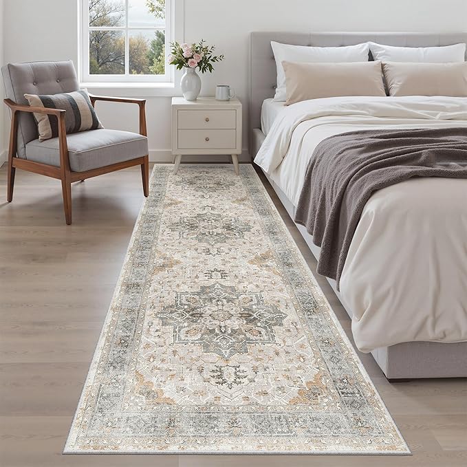 Madane Runner Rug 2'6''x8' Kitchen Runner, Hallway Runner Printed Vintage Rug - Image 3