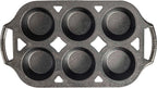 Lodge Pre-Seasoned Cast Iron 6 Wells Muffin Baking Pan, PFAS-Free