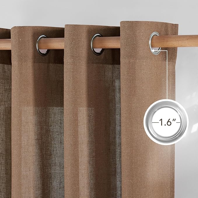NICETOWN Linen Gold Brown Curtains - Image 2