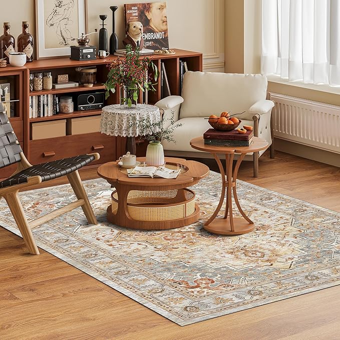 Washable Area Rug 8' x 10' Vintage Traditional Persian Mat - Image 2