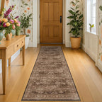 Brown Boho Washable 2x6 Runner Rugs by HazoHaus