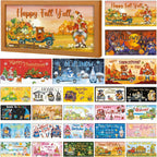 Barydat 25 Pcs Interchangeable Seasonal Wooden Signs with Frame, Retro