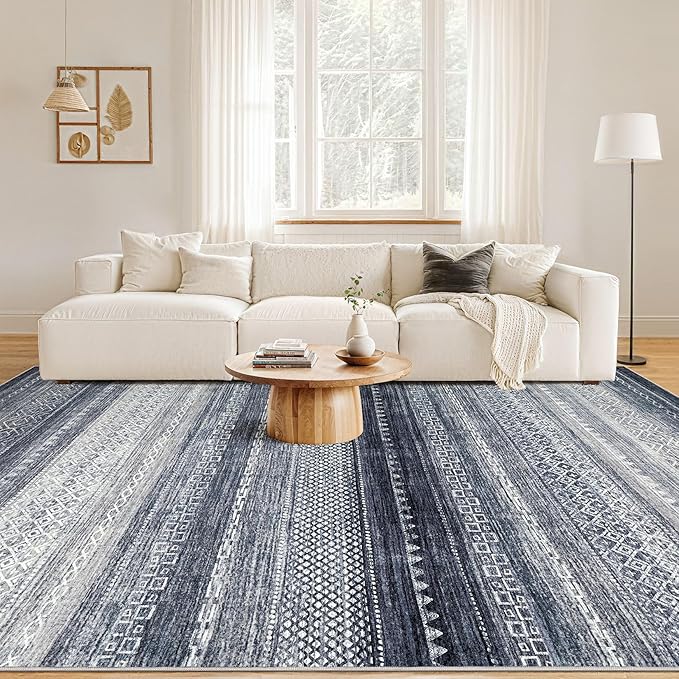 Nakagishi 5x7 Area Rugs Living Room: Washable Boho Large Neutral Soft Rug - Image 4