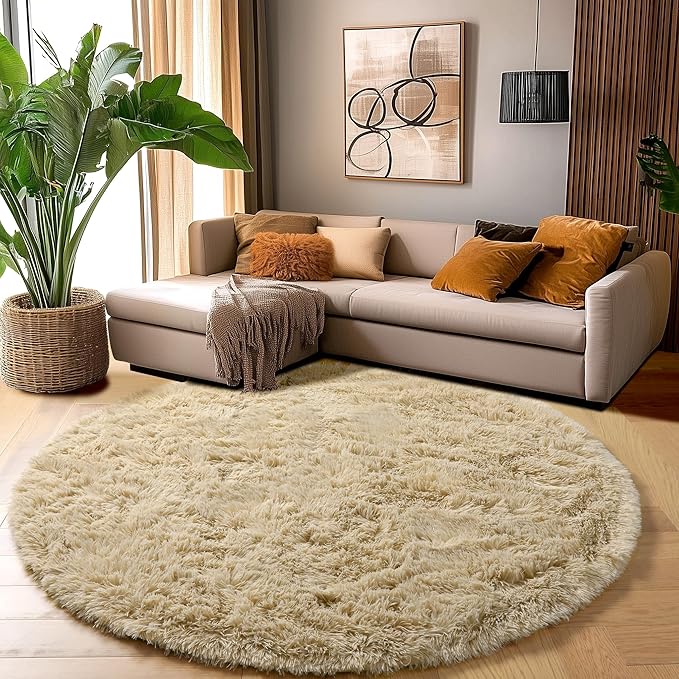 Amdrebio Beige Round Area Rug 4Ft - Image 5