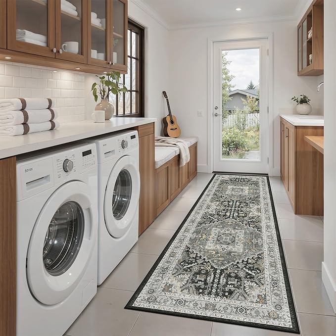 Madane Washable Kitchen Runner Rug 2x6, Ultra-Thin Non-Slip Hallway Runner by Madane