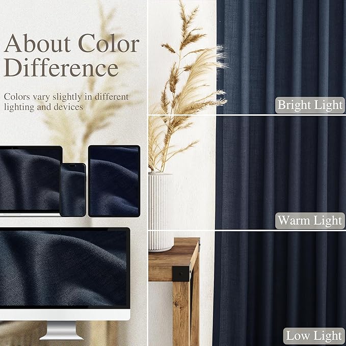 Nanspring Navy Blue Curtains 80 Inches Length - Image 4