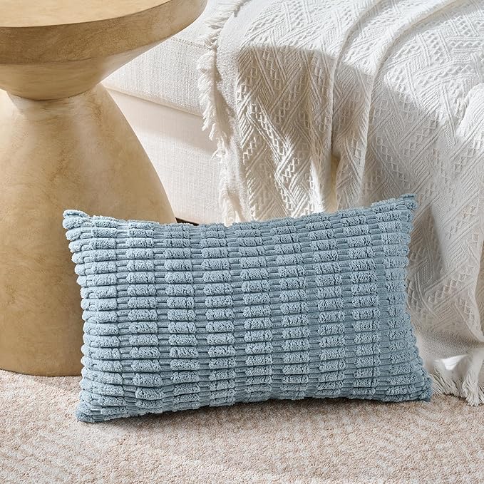 Fancy Homi Set of 4 Blue Lumbar Rectangle Decorative Throw Pillow Covers 16x24 - Image 2