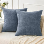 MIULEE Pack of 2 Couch Throw Pillow Covers 16x16 Inch Soft Dark Grey Blue by MIULEE