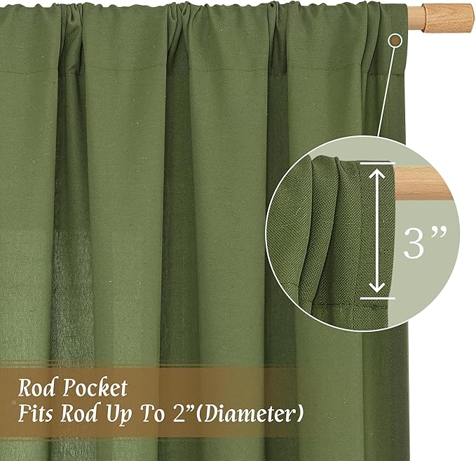 LAMIT Olive Green Linen Curtains - Image 3