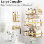 Liuoud 10 Pack Shower Caddy for Inside shower, Brite Gold Bathroom Storage