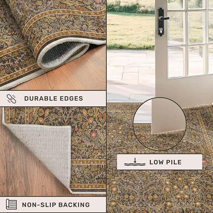 Hazo Haus Non Slip 2x5 Gold Brown Bathroom Runner Rug - Image 5
