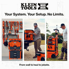 KLEIN TOOLS 54858MB MODbox Long Prong Hook 2-Pack, Modular Wall-Mounted Tool Hangers for Garage, Trailer, and Jobsite Storage, Dual-Use Mounting, Tool-Free MODbox Panel Compatibility