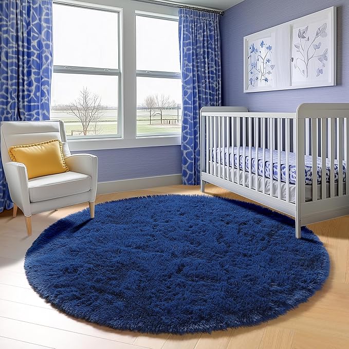 ONASAR Navy Blue Round Rugs 6ft - Image 9