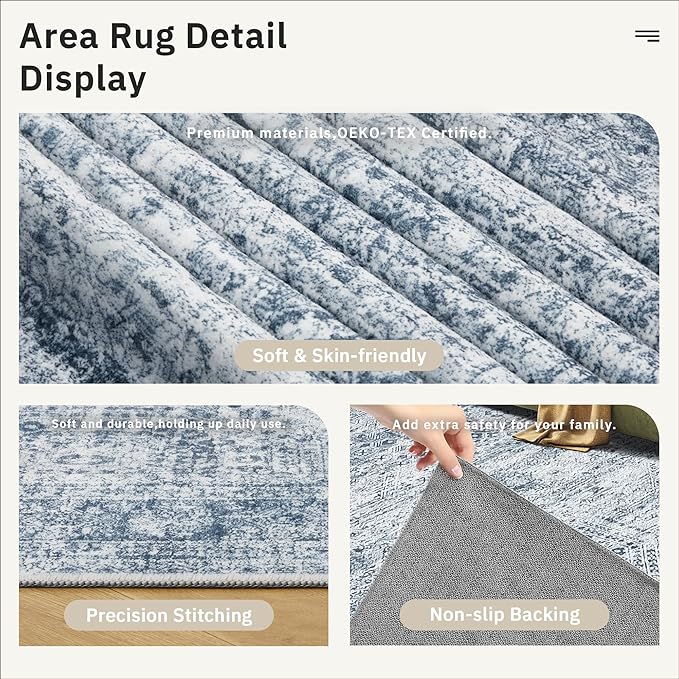 6x9 Area Rug for Living Room Washable 6x9 Non-Slip Modern Rugs for Bedroom - Image 5