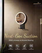 Heated Shower Mirror Fogless for Shaving with Suction Mount