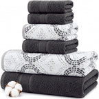 Modern Threads Amaris 6-Piece Reversible Yarn Dyed Jacquard Towel Set - Bath Towels, Hand Towels, & Washcloths - Super Absorbent & Quick Dry - 100% Combed Cotton, Denim