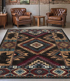 YIHOUSE Rustic Cabin Area Rug for Bedroom 5x7, Machine Washable Lodge Bear Rug - Image 3