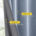NICETOWN Stone Blue Vintage Linen 100% Blackout Curtains - Image 6