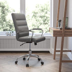 Flash Furniture Mid-Back LeatherSoft Executive Office Chair, Gray/Chrome