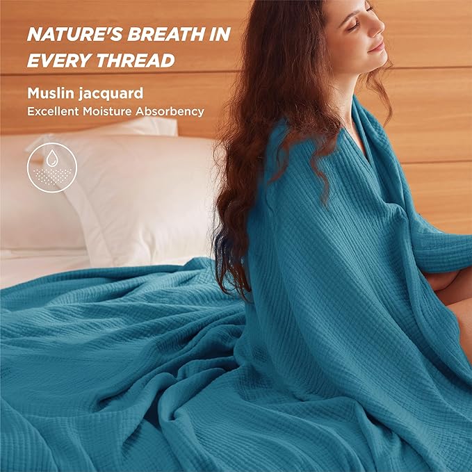 Bedsure 100% Cotton Muslin Blanket King Size - Image 2