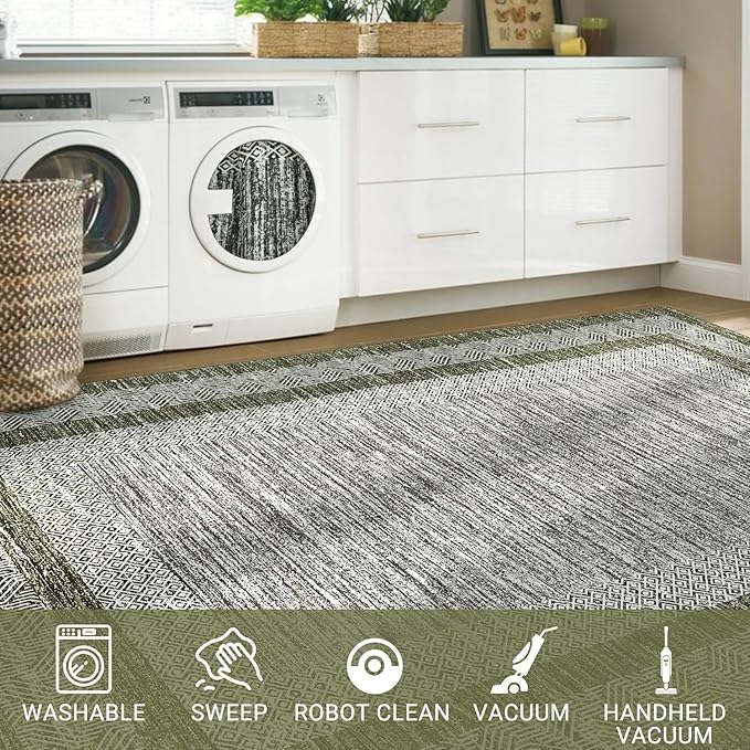 GarveeHome Modern Geometric Area Rug 2x3 Distressed Bordered Washable Non Slip - Image 8
