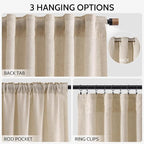 Nanspring Grey Flax Linen Curtains 102 Inches Long - Image 2
