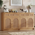 59" W Arched and Fluted Sideboard Buffet Cabinet with Storage, Oak