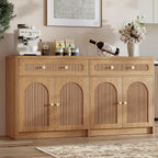 59" W Arched and Fluted Sideboard Buffet Cabinet with Storage, Oak