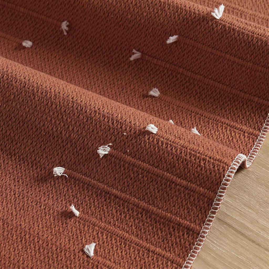 Artoid Mode Caramel Farmhouse Rustic Cotton Woven Table Runner, Seasonal Fall Holiday Kitchen Dining Table Decoration for Home Party Decor 12x72 Inch